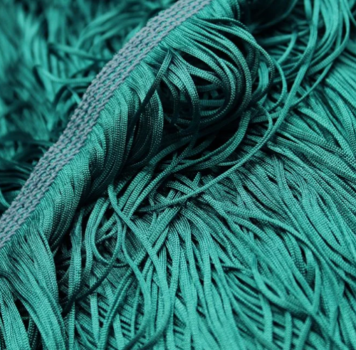 Frędzle tkane - Peacock Blue Tactel 15 cm 