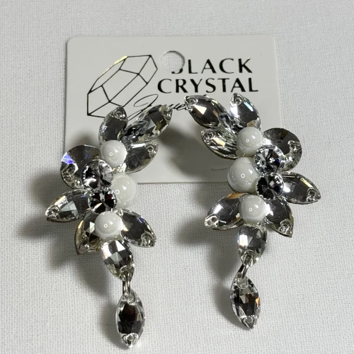 Kolczyki do tańca z cyrkonii - Crystal/Pearl