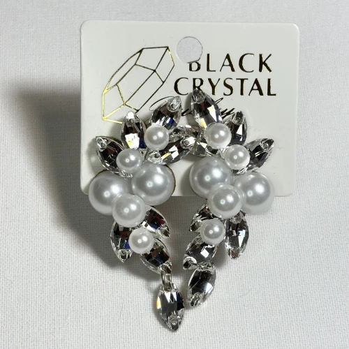 Kolczyki do tańca z cyrkonii - Crystal/Pearl