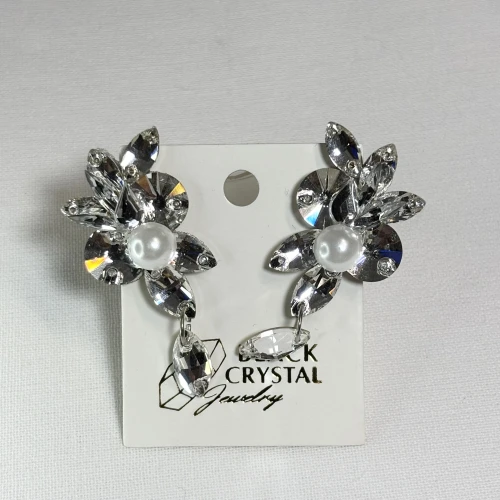 Kolczyki do tańca z cyrkonii - Crystal/Pearl