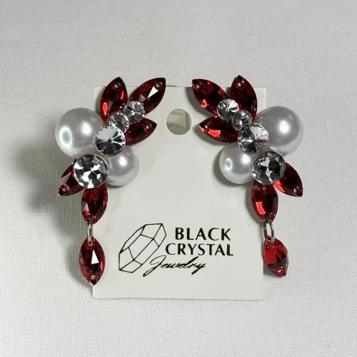 Kolczyki do tańca z cyrkonii - Light Siam/Crystal/Pearl