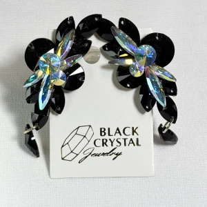 Kolczyki do tańca z cyrkonii - Jet Black/Crystal AB