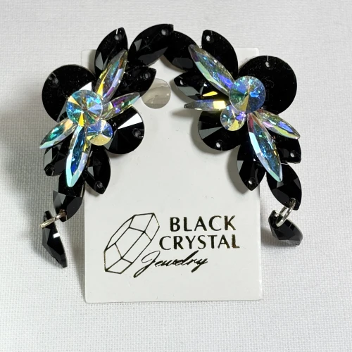Kolczyki do tańca z cyrkonii - Jet Black/Crystal AB