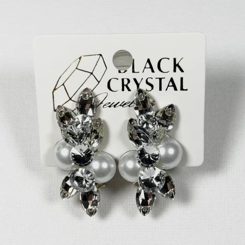 Kolczyki do tańca z cyrkonii - Crystal/Pearl