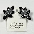 Kolczyki do tańca z cyrkonii - Jet Black/Crystal
