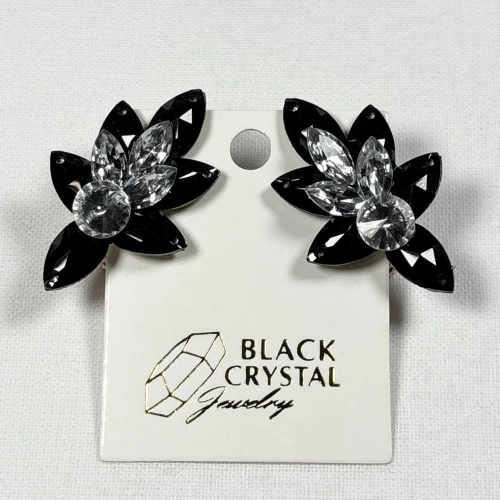 Kolczyki do tańca z cyrkonii - Jet Black/Crystal