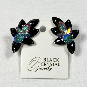 Kolczyki do tańca z cyrkonii - Jet Black/Crystal AB