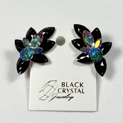 Kolczyki do tańca z cyrkonii - Jet Black/Crystal AB