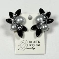 Kolczyki do tańca z cyrkonii - Jet Black/Crystal/Pearl