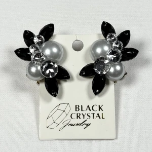 Kolczyki do tańca z cyrkonii - Jet Black/Crystal/Pearl