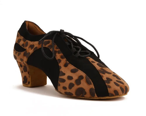 PANTERA - Leopard Brown Textile/Black Nubuck | SOUL Dance Style
