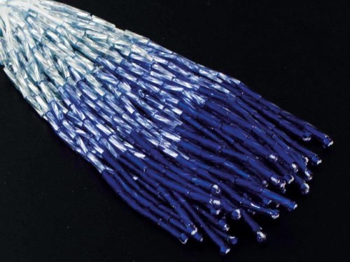 Frędzle cieniowane z pałeczek - Silver / Cobalt